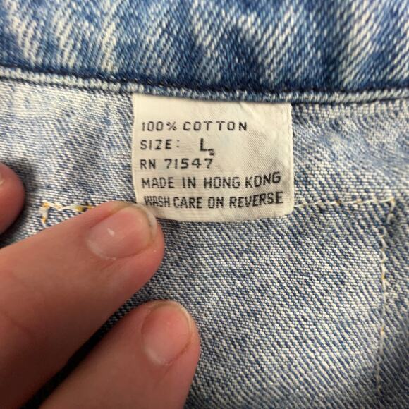 Vintage Dont Stop Jean Jacket Womens Blue Large Fashion Urban Streetwear Ornate - Picture 11 of 12